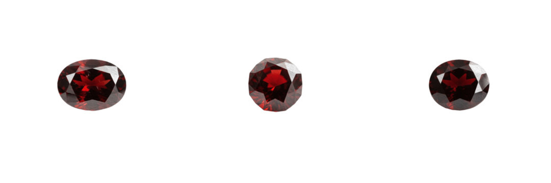 Set red garnet gemstone faceted jewel crystal sparkling accessory clip art design collection for jewelry and luxury projects digital download