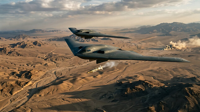 Stealth Bomber Aircraft in Flight, Strategic Air Force Mission