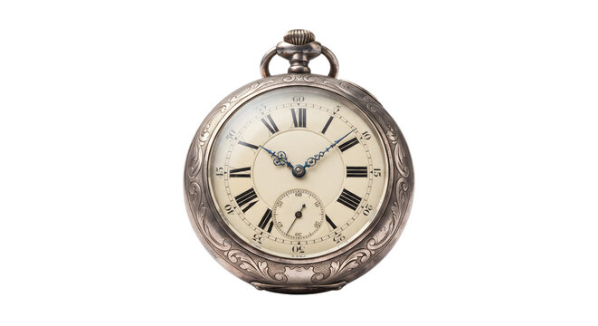 Antique silver pocket watch with roman numerals