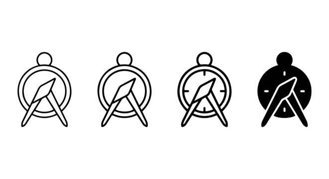 Compass Icons Set, Navigation Symbols, Directional Tools, Travel and Adventure Graphics