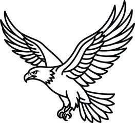 Fototapeta premium Eagle flying with wings spread, outline illustration