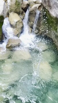 Splashing Water in a Rocky Riverbed Creek