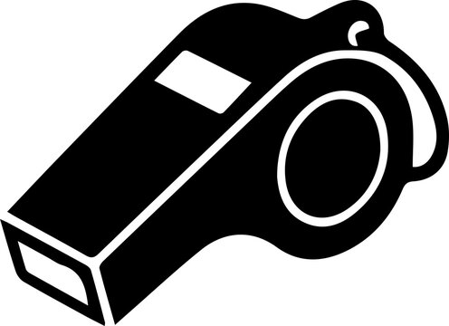 Refree whistle icon silhouette isolated on transparent background for game sports.