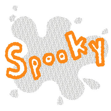 Halloween &ldquo;Spooky&rdquo; Lettering Design (Orange Text, Splatter Background)