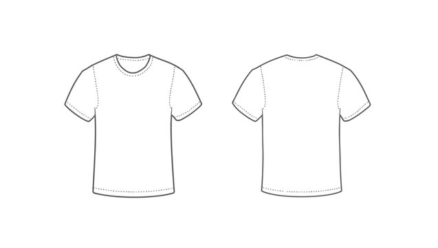 Vector illustration of tshirt template with front and back views for design purposes