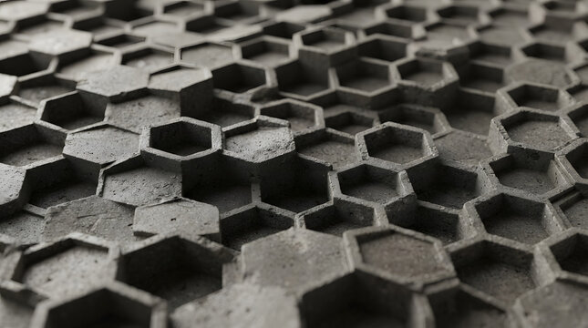 Abstract Hexagonal Concrete Texture with Industrial Geometric Pattern