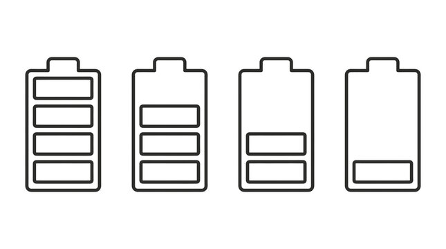 Seamless Vector Pattern of Battery Icons Representing Power Levels on Transparent Background
