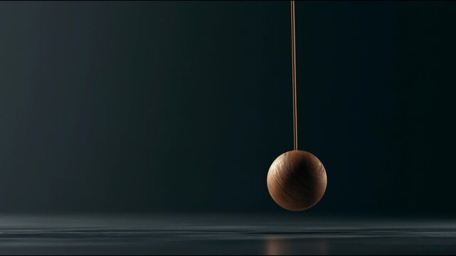 Single Pendulum Swinging with Wooden Sphere in a Dark Room