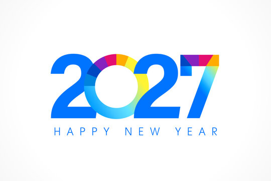 Happy New Year 2027 colored chart logo. 2027 vector illustration for calendar cover design or New Year greeting cards
