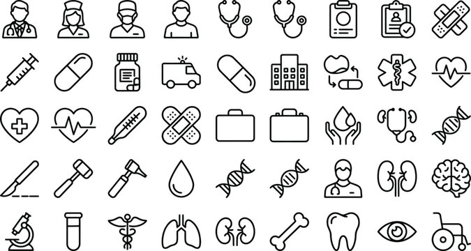 Set of medical and healthcare line icons