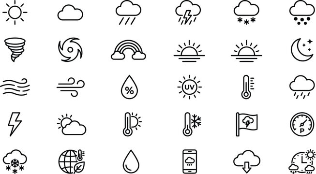 Set of simple weather icons for forecast design