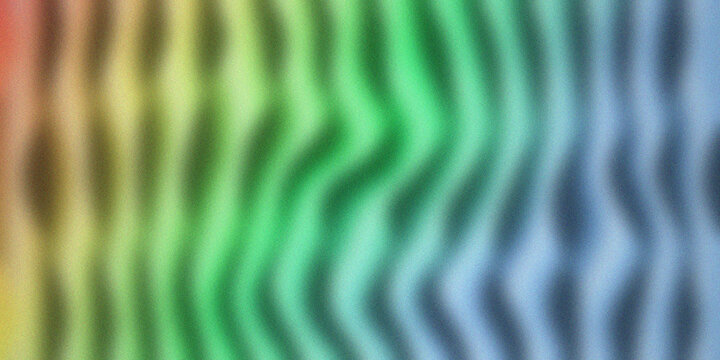 A vibrant and grainy abstract background featuring a series of vertical, wavy lines that transition through a colorful rainbow gradient, creating a dynamic and textured p