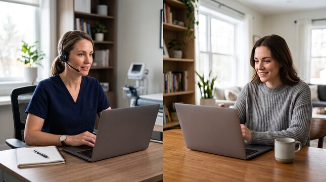 Doctor and patient connect via video call for remote healthcare consultation and medical advice