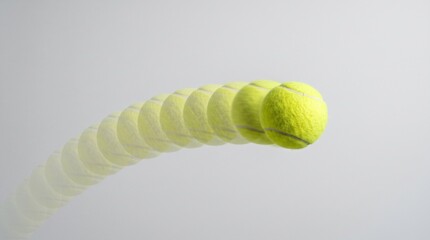 Obraz premium Tennis ball motion sequence showing trajectory and speed on a light gray background