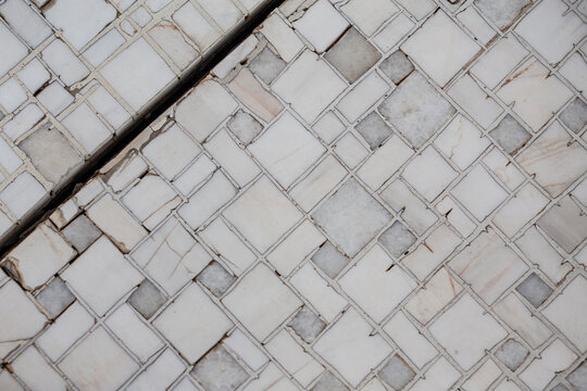 White marble floor diagonal pattern