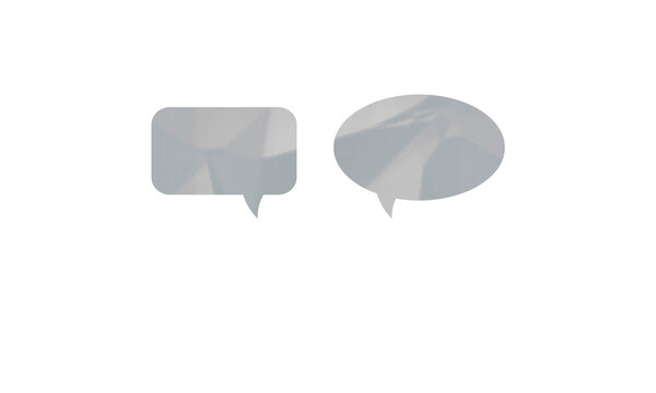 Two different speech bubbles with a textured paper effect, one rectangular and one oval, isolated on transparent background