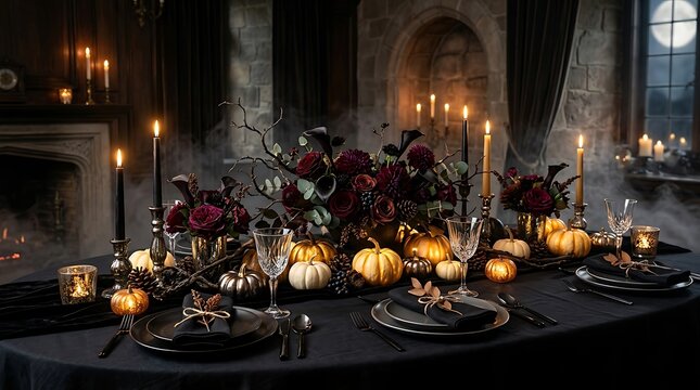 Creative Halloween Concept Background with Spooky and Festive Elements AI Generated