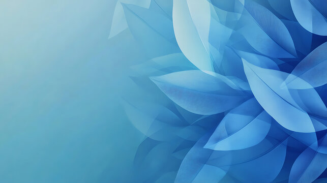 Abstract blue leaves background with soft light and dreamy bokeh effects.