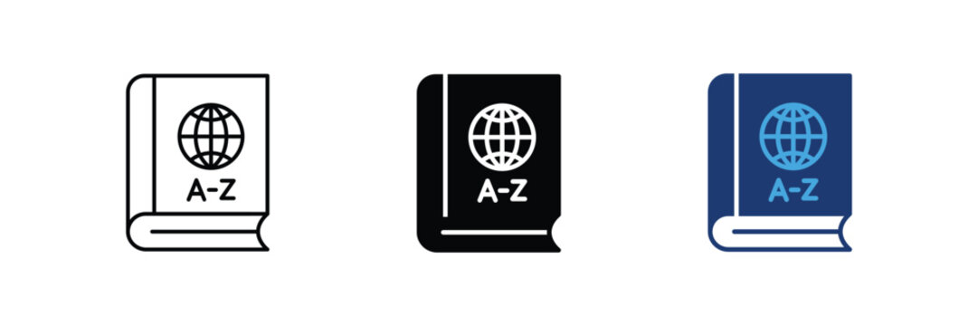 Encyclopedia dictionary book education vector icon set