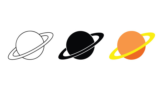 Saturn planet rings vector icon set: SVG and PNG icons - Vector Icons and Stickers - PNG, SVG, EPS - Glyph and solid icon set
