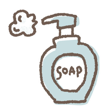Simple and Cute Color Illustration of a Foaming Hand Soap Dispenser (Vector Graphics)