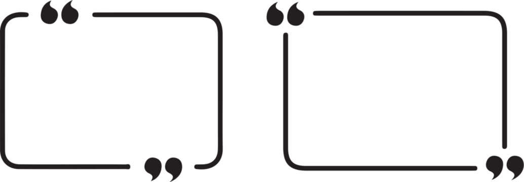 Decorative quotation frame icons with rounded rectangular borders and black quote marks for typography, dialogue, citation, and graphic design