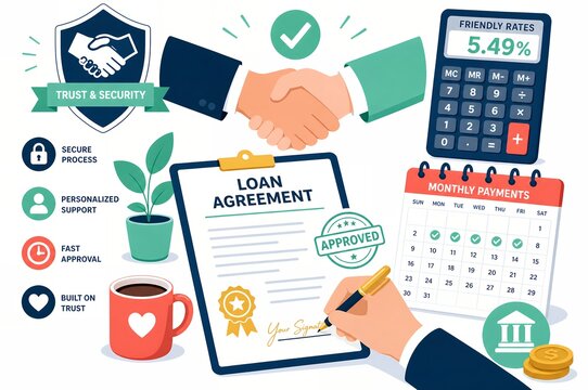 Hand signing a loan agreement document for corporate banking partnership