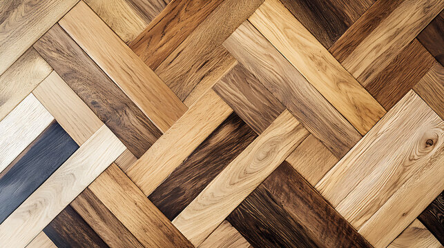 Herringbone patterned wooden floor texture with natural grain and detailed surface.