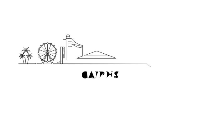 Minimalist line art shows Cairns skyline