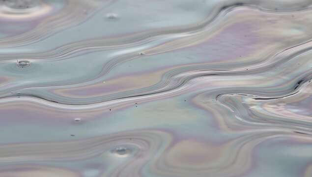 Natural iridescent oil film creating abstract interference colors on water
