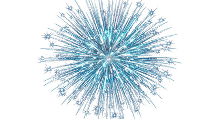 Obraz premium Exploding blue fireworks burst in a dazzling display against a white background