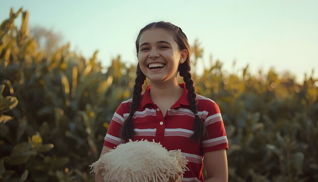 young happy girl on blur background