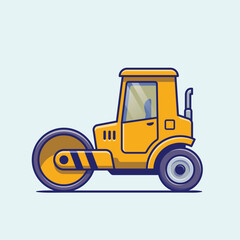 Naklejka premium Yellow Road Roller Machine