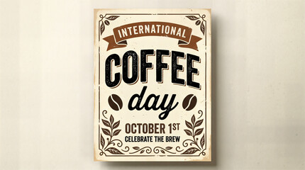 Obraz premium International coffee day celebration poster vintage graphic design vector