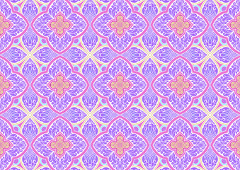 Lavender Pastel Damask Seamless Pattern with Ornamental Floral Motifs for Luxury Textile and Wallpaper Design © warathan