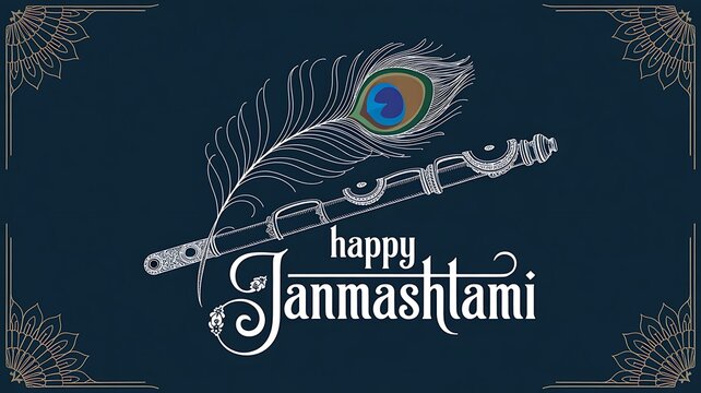 happy janmashtami festival horizontal banner illustration