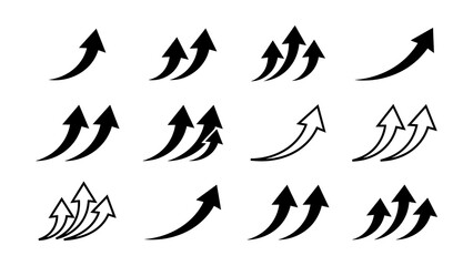 Fototapeta premium Set of modern upward arrow icons in black