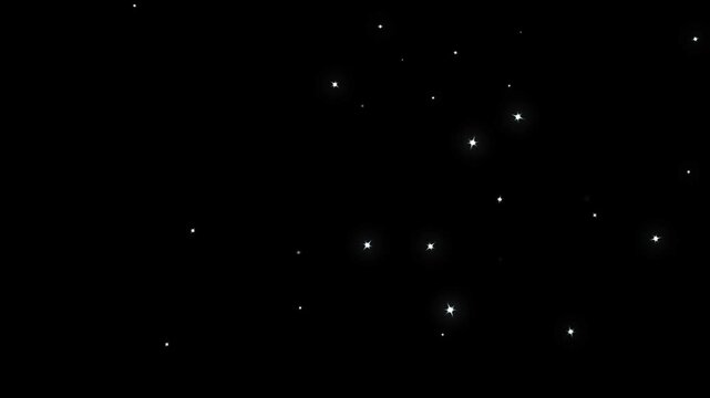 Dreamy twinkling shimmer particles overlay, retro white twinkle stars motion line effect on black screen background, sparkling shining comet trace, sparkling doodle stars shimmer motion. 4k
