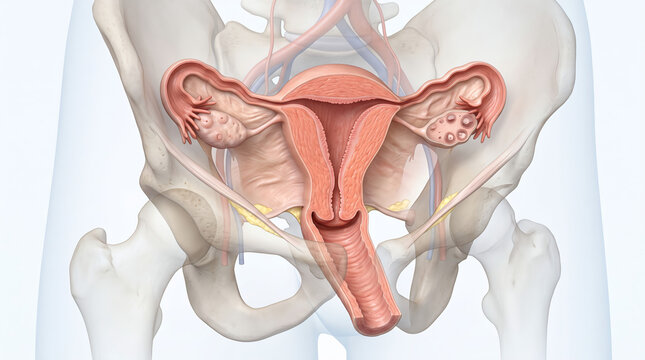 Healthy Female Reproductive System Anatomy with Uterus Ovaries and Fallopian Tubes