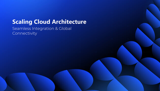 Scaling Cloud Architecture Vector Background Blue Circular Geometric Pattern