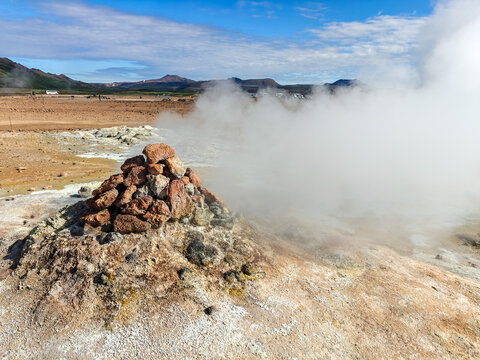 Steaming Fumarole Vent at Hverir Geothermal Area