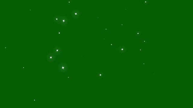 Smooth twinkling star glitter line animation with glowing white particles, fairy tale glitter particles sparkling. 4k video, green screen chroma key animation, sparkling starlight trail animation