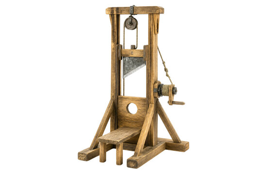 Detailed angle of old wooden execution device model cut out isolated on transparent background PNG element