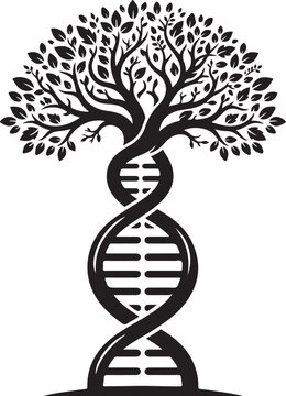 DNA double helix transforming into growing tree nature science graphic