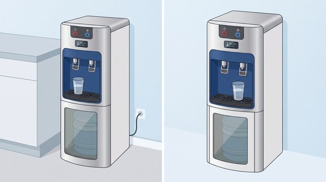 modern water dispenser with bottom loading tank illustration