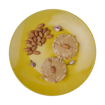 Two Homemade Round Cookies Served on a Yellow Plate, Simple and Delicious Baked Dessert for Breakfast or Tea Break, Minimalist Food Photography