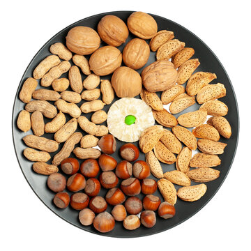 Healthy Mixed Nuts in a Round Bowl, Assortment of Walnuts, Almonds, and Cashews, High Protein Snack for Nutritious Lifestyle and Diet Photography