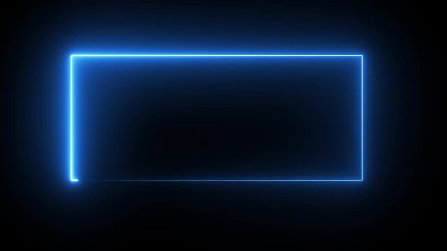 Fire neon light rectangle frame loop animated background. Burning neon lights frame box animation seamless loop, Fire line background live concert wall neon gradient web element