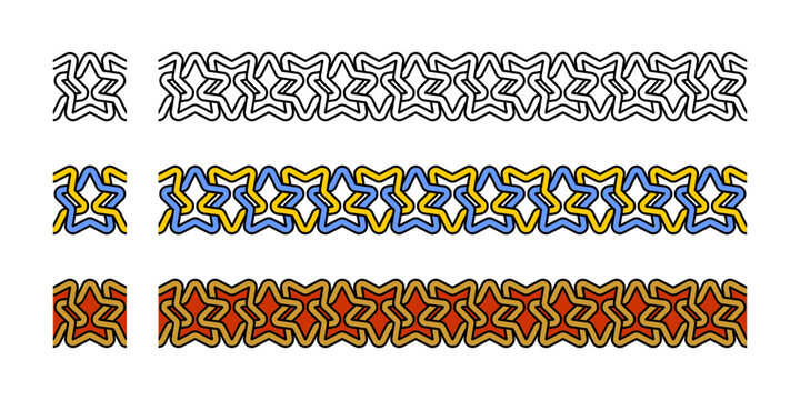 Curvy Star Frame Border Decorative Seamless Pattern Ornament Vector Illustration