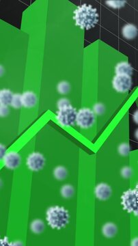 Green graphs moving against Covid-19 cells in background